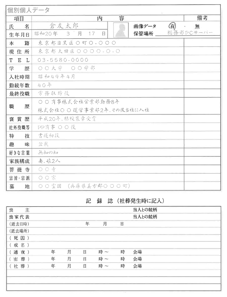 役員経歴書